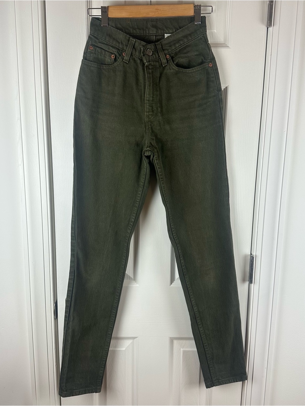 Vintage 90s Levi’s 512 Made in USA Olive Green Jeans High Rise Tapered Medium